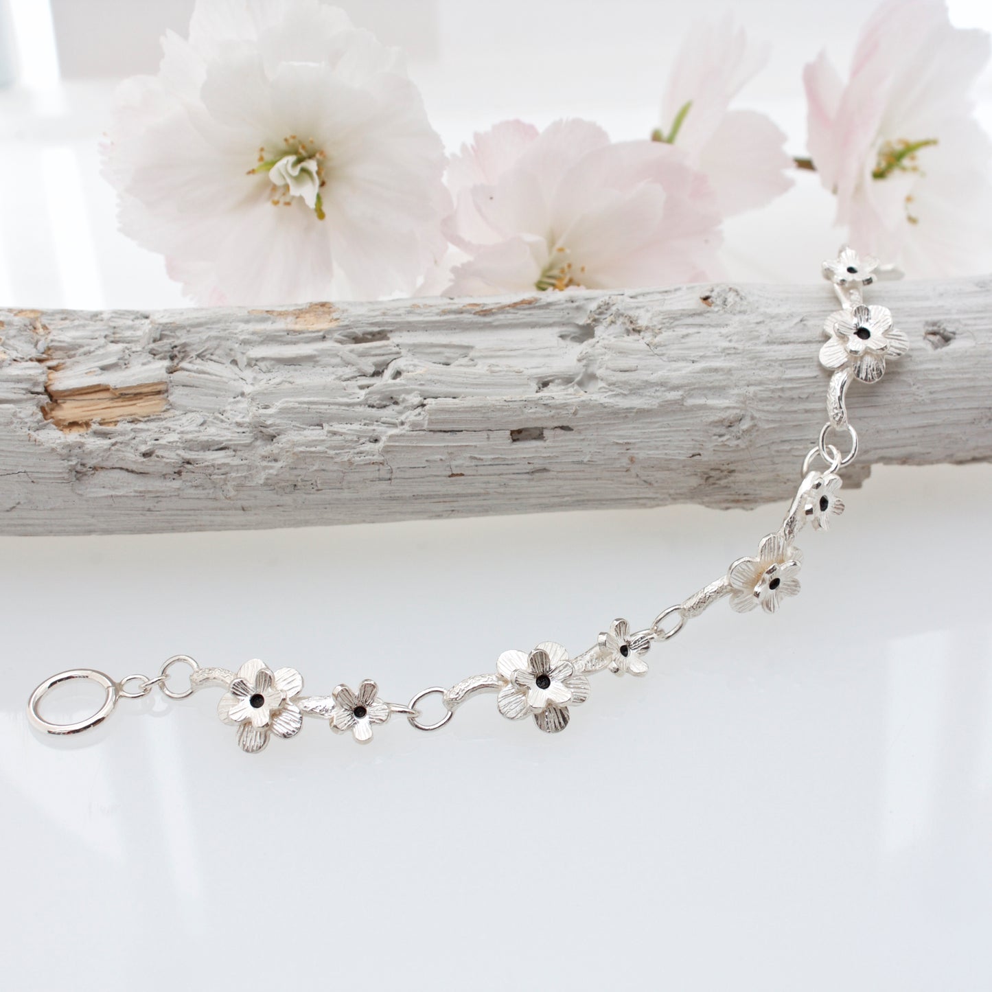 Silver Cherry Blossom Bracelet