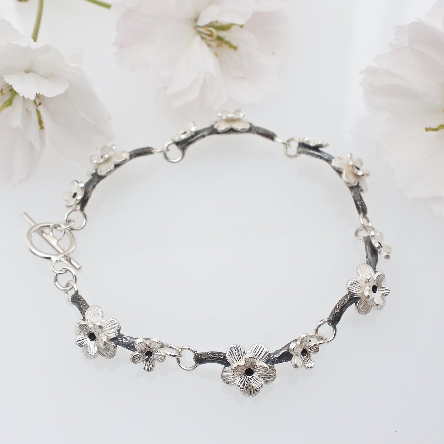 Silver Cherry Blossom Bracelet