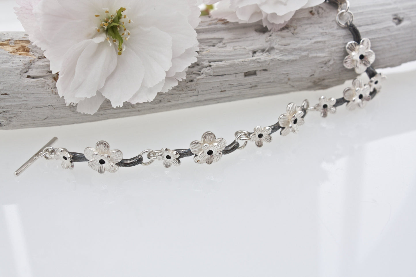 Silver Cherry Blossom Bracelet