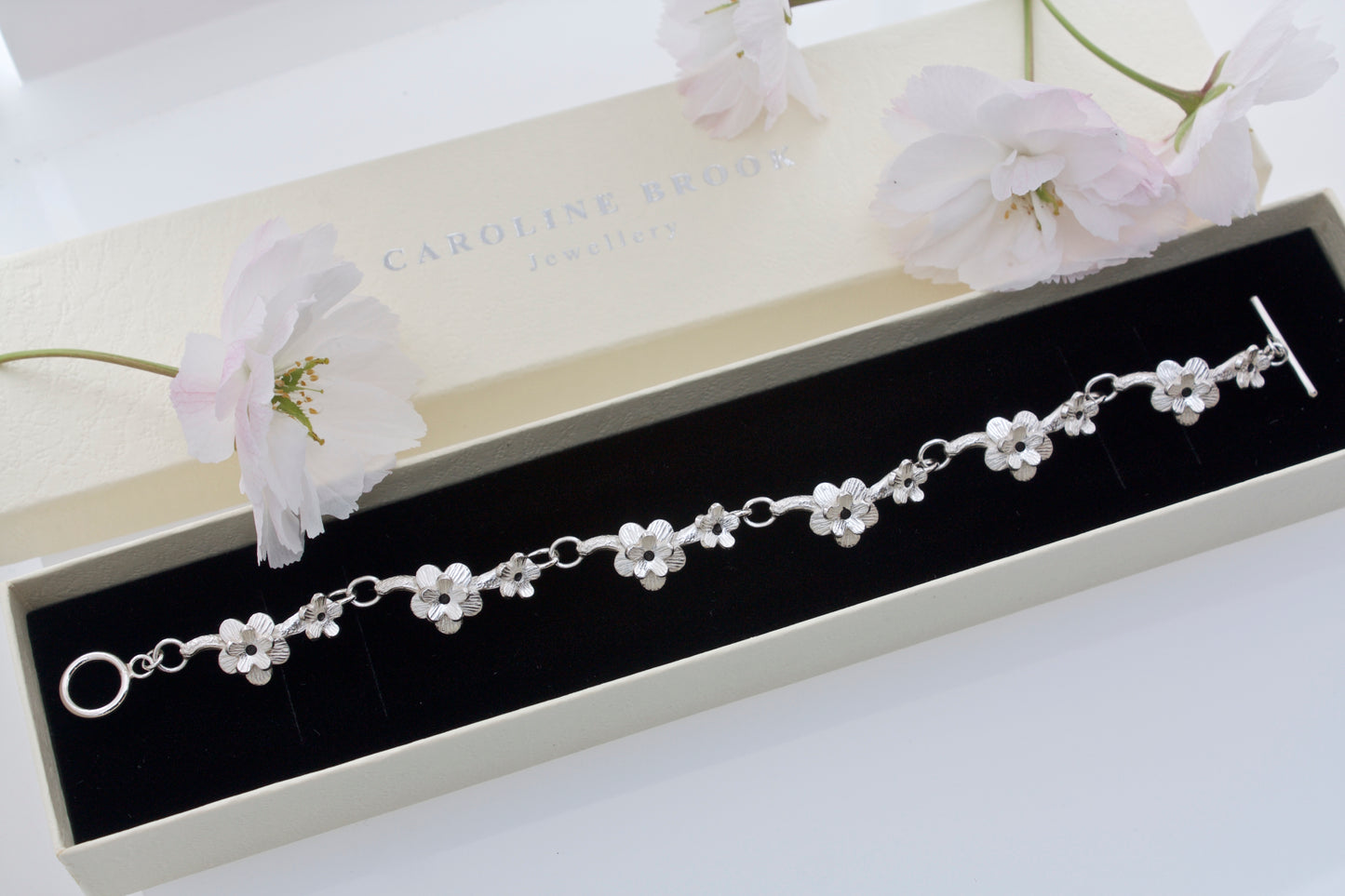 Silver Cherry Blossom Bracelet