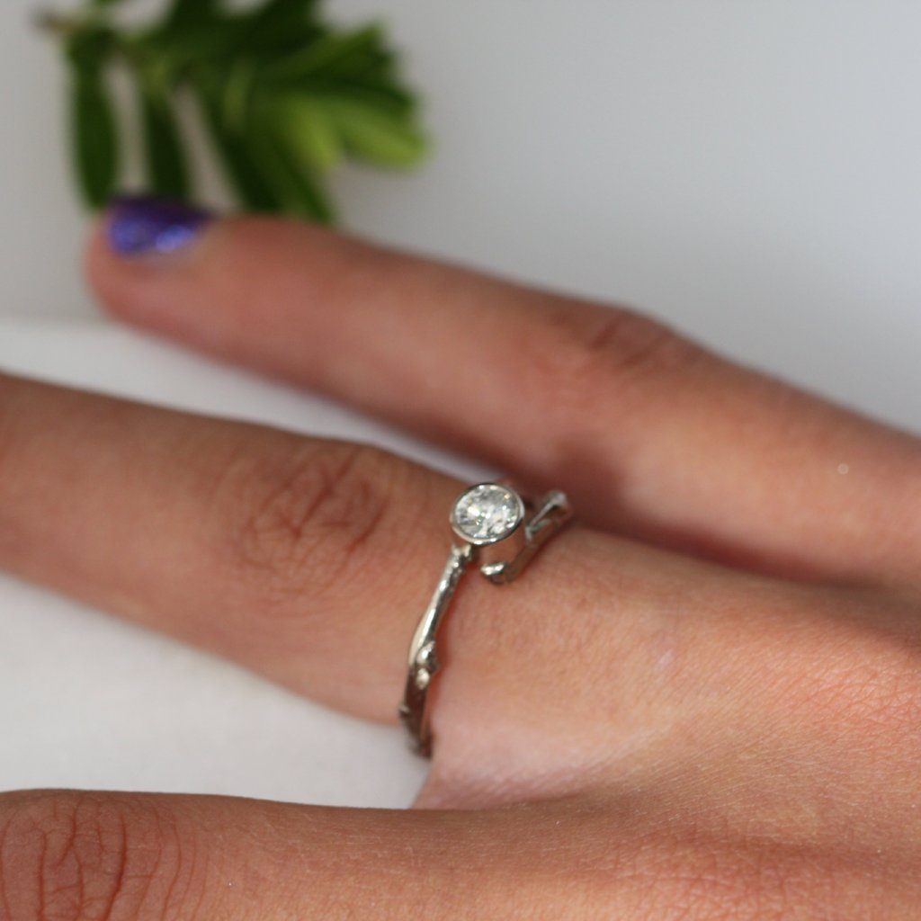 Diamond Woodland Twig Engagement Ring, 18ct Gold Nature Engagement Ring