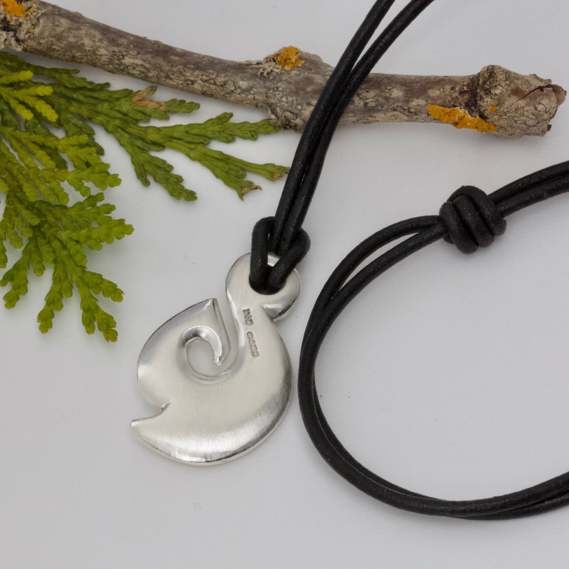 Silver Maori Fish Hook Necklace
