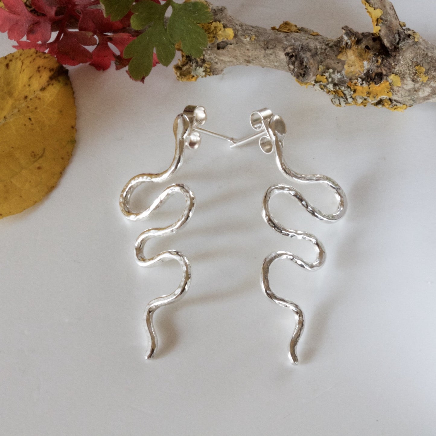 Silver Snake Earrings