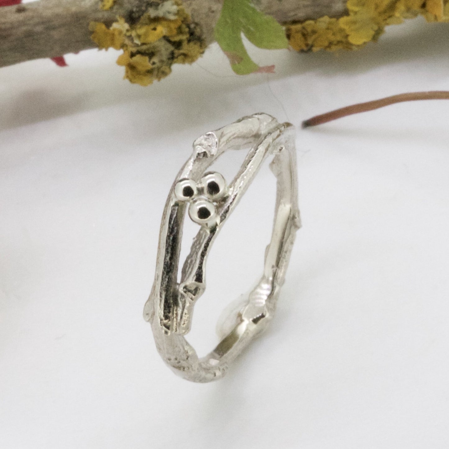 white gold woodland twig wedding ring