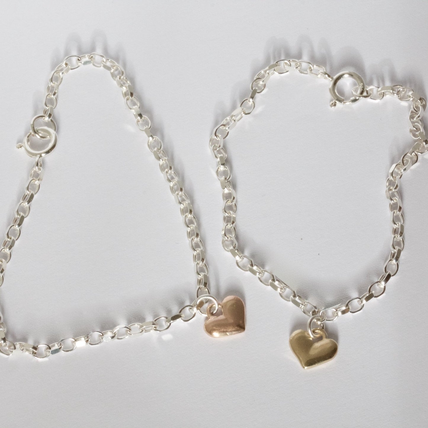 Love Heart Bracelet, Silver and Solid Gold