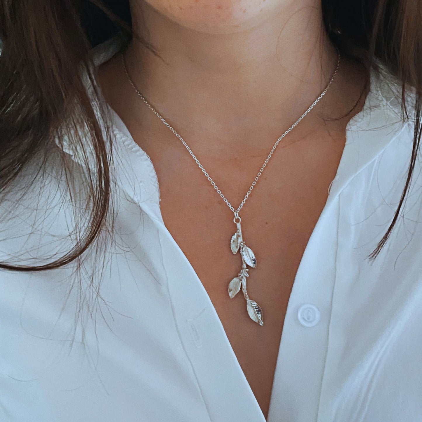 Laurel leaf necklace, Silver Leaf Pendant
