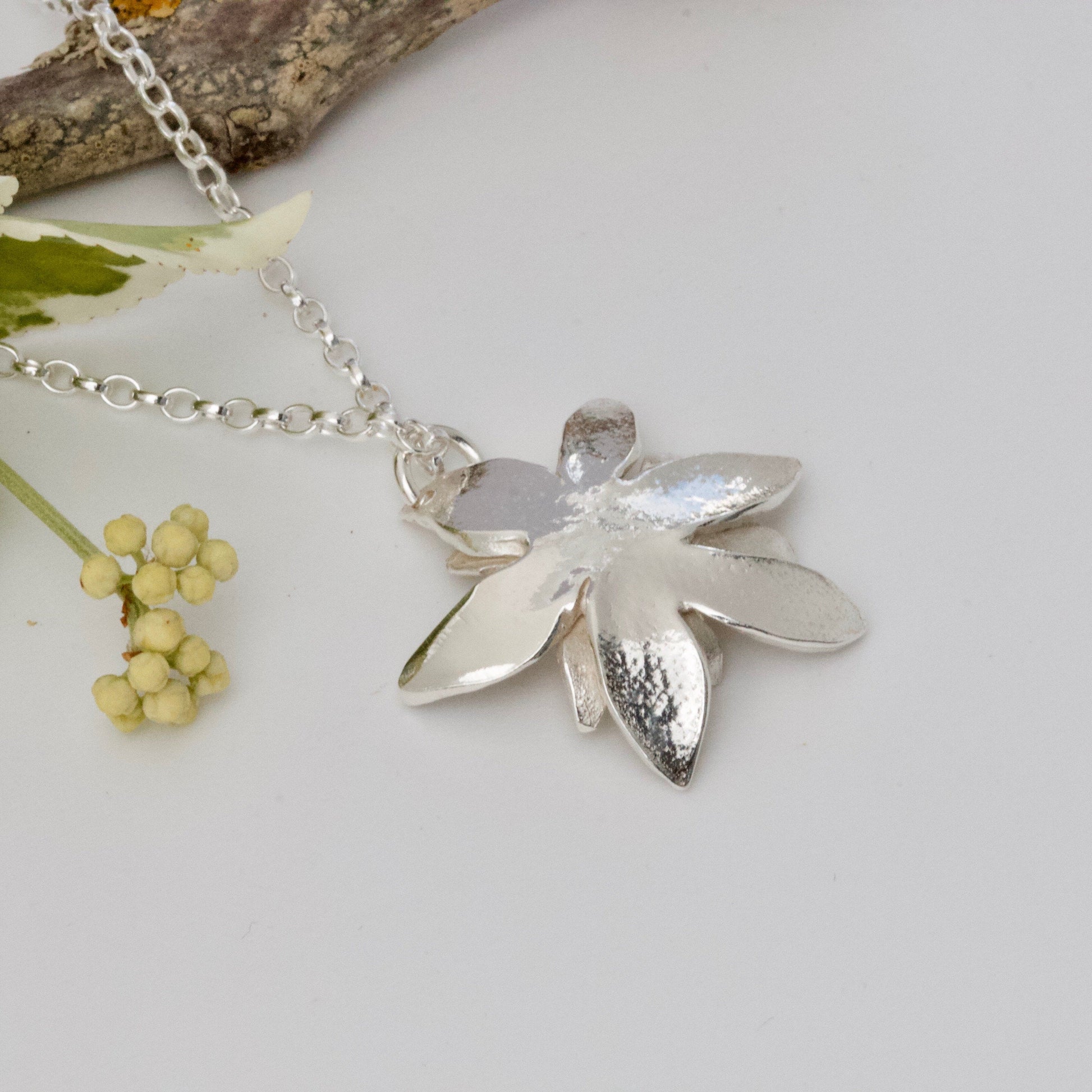 Lotus Flower Silver Necklace