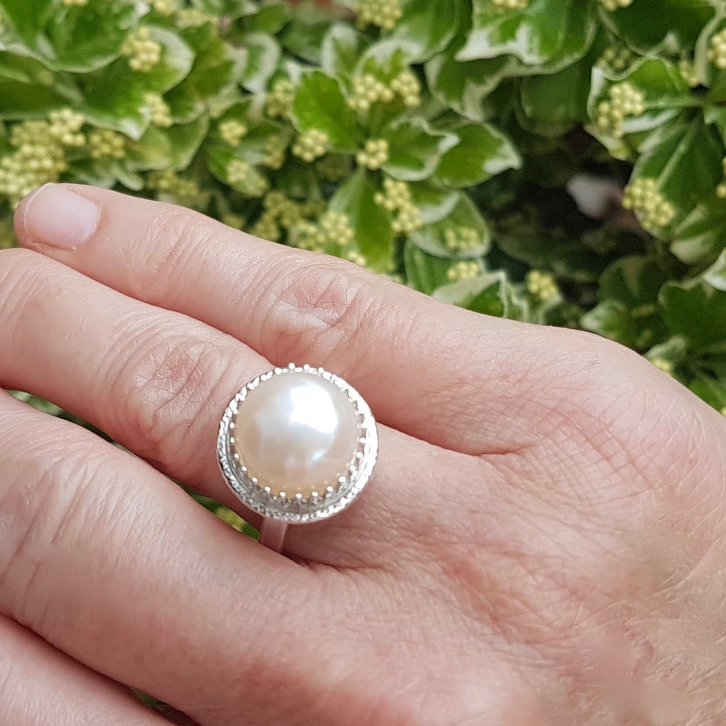 Big pearl ring designs clearance