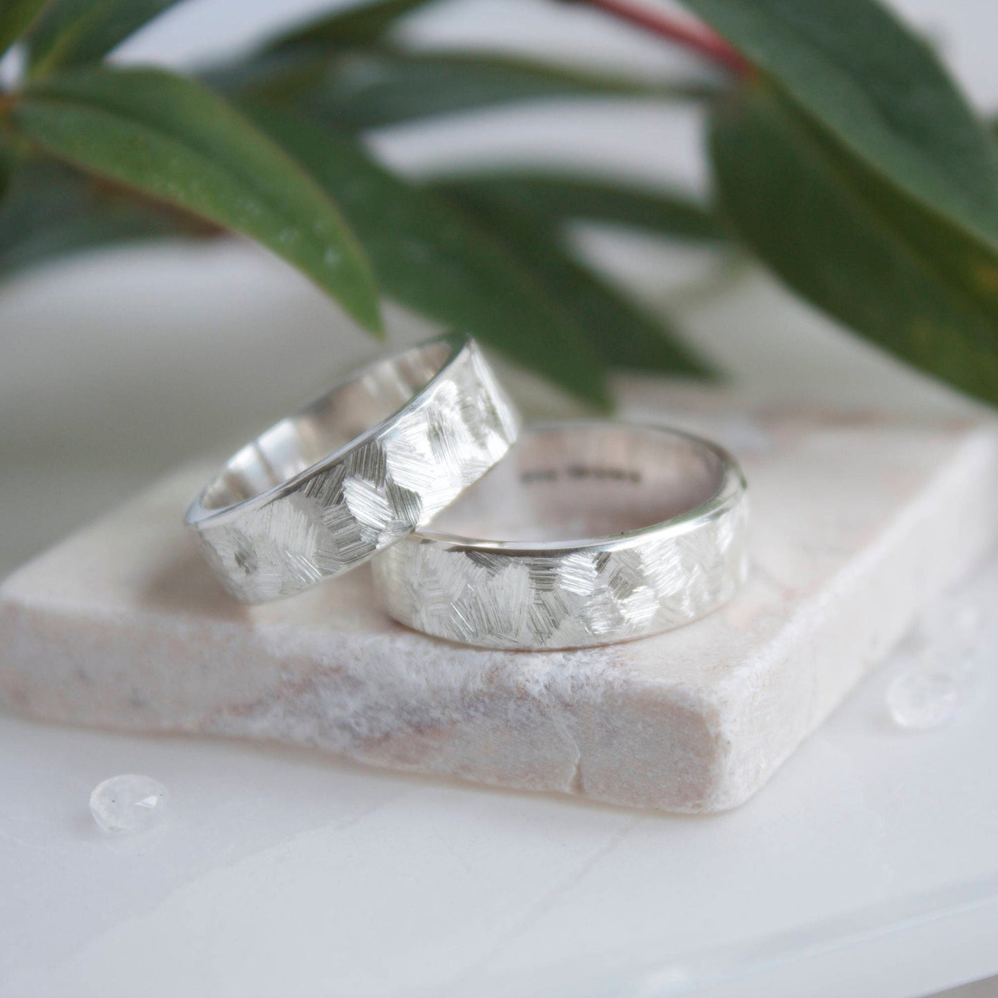 Textured Silver Wedding Ring-Unisex Silver Ring-6mm flat wedding ring-silver thumb ring
