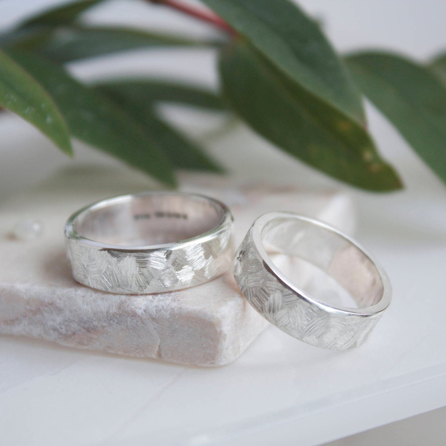 Textured Silver Wedding Ring-Unisex Silver Ring-5mm flat wedding ring-silver thumb ring