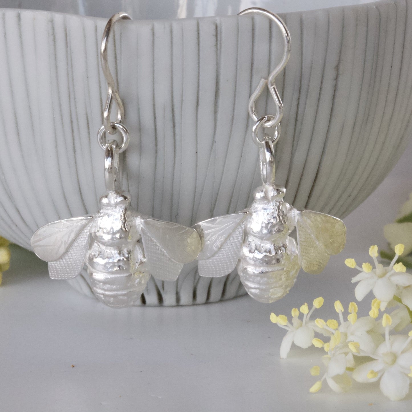 Bee Earrings-silver bee earrings-bee jewellery