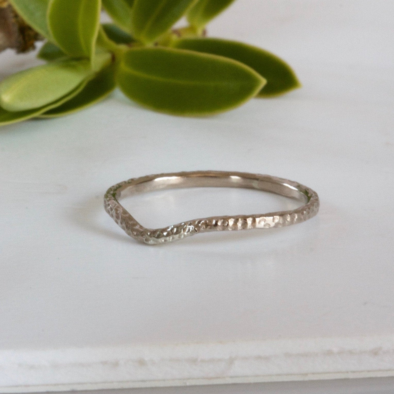 Thin 18ct gold handmade wedding ring