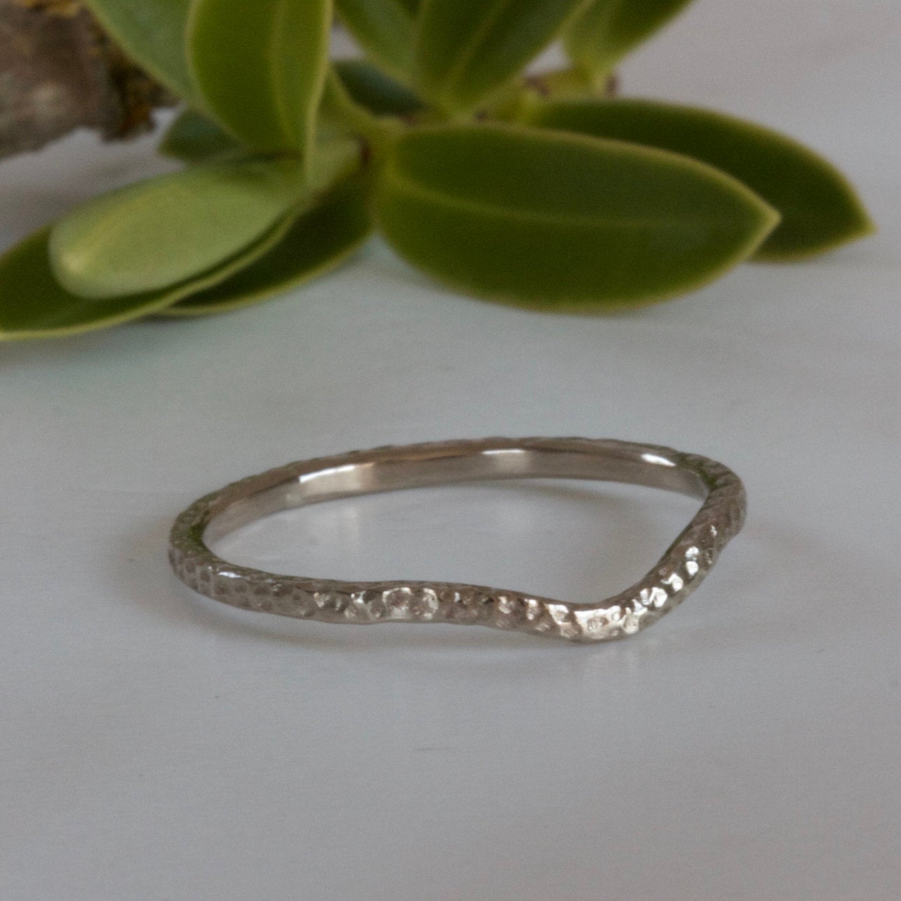 minimalist white gold wedding ring