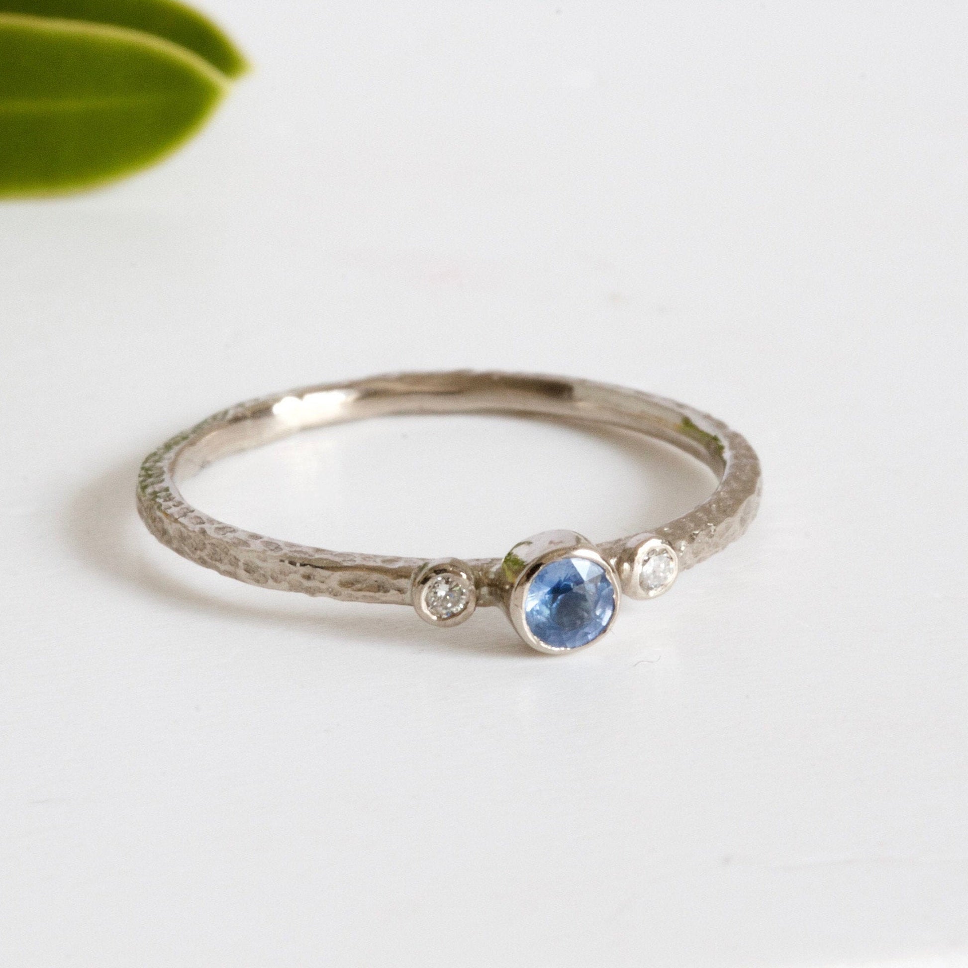 Dainty Sapphire and Diamond Engagement Ring
