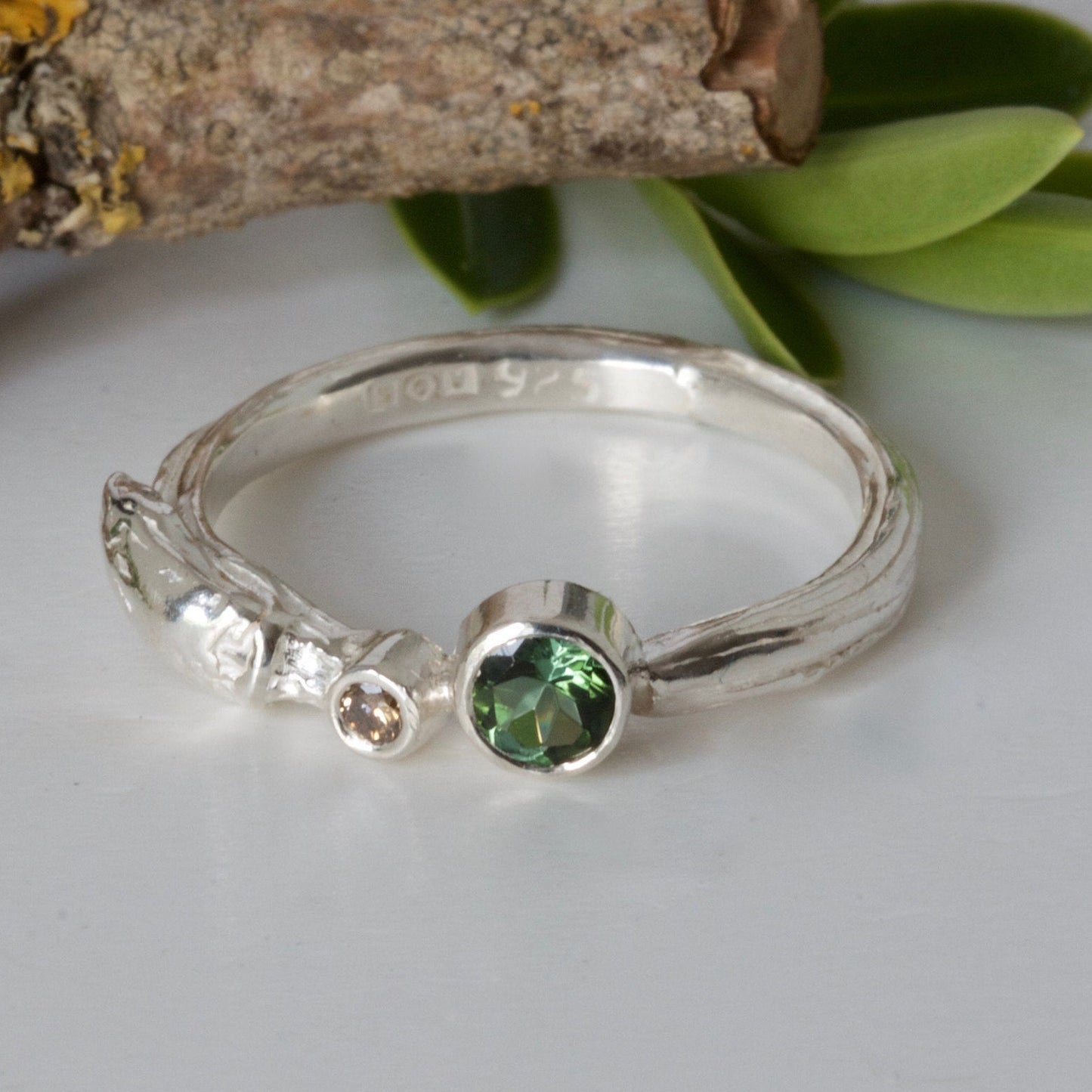 green tourmaline nature ring