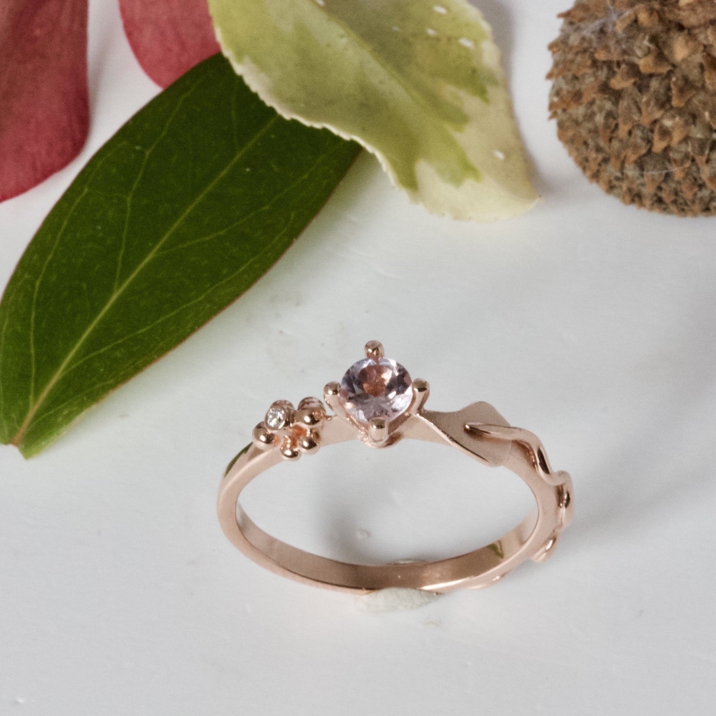 organic leaf engagement ring