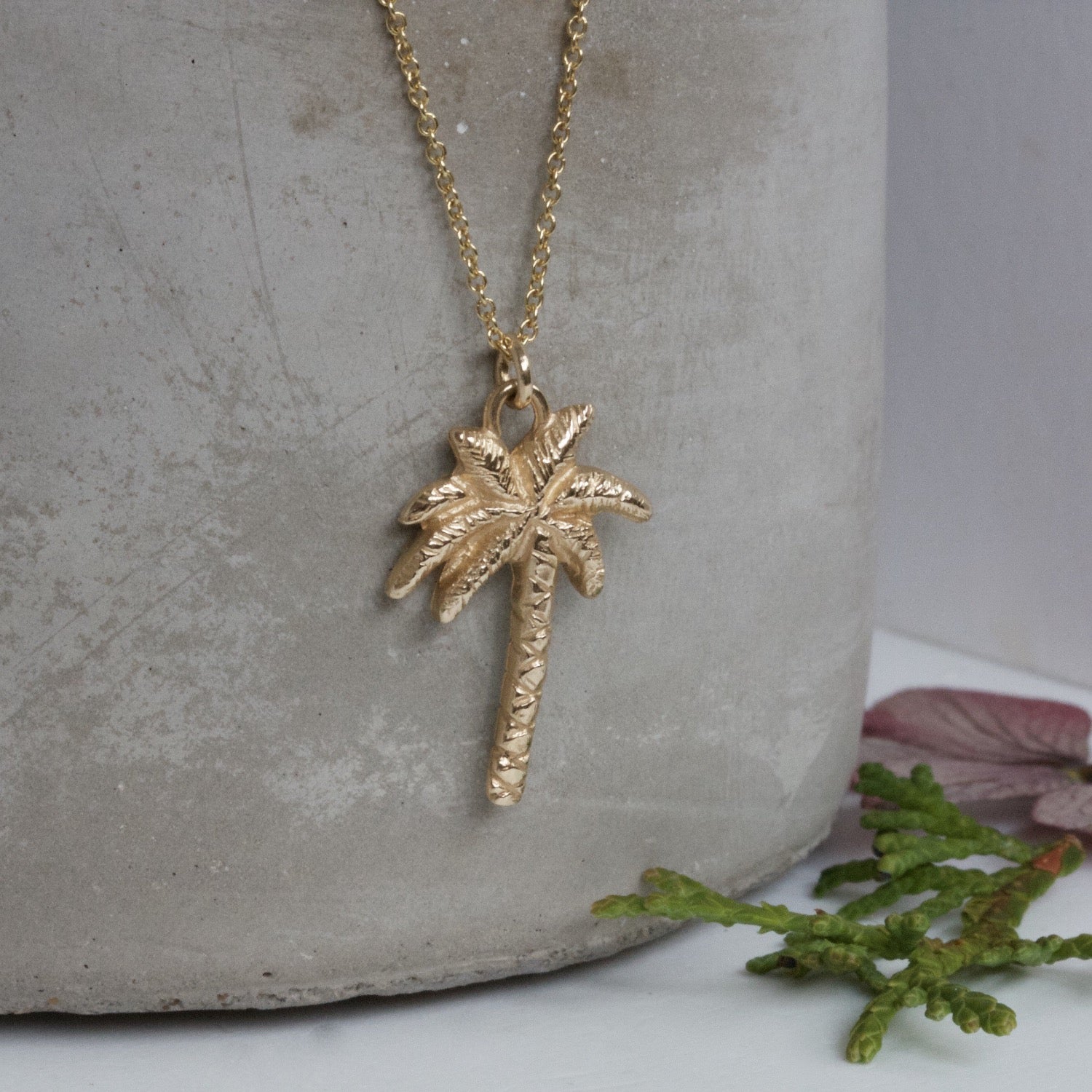 handmade solid gold palm tree