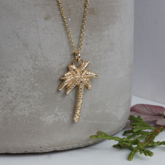 handmade solid gold palm tree