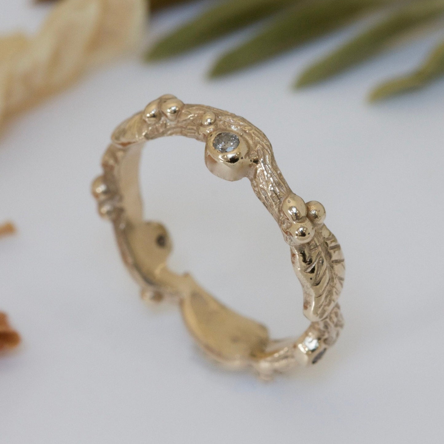 Diamond Wood Nymph Leaf Ring