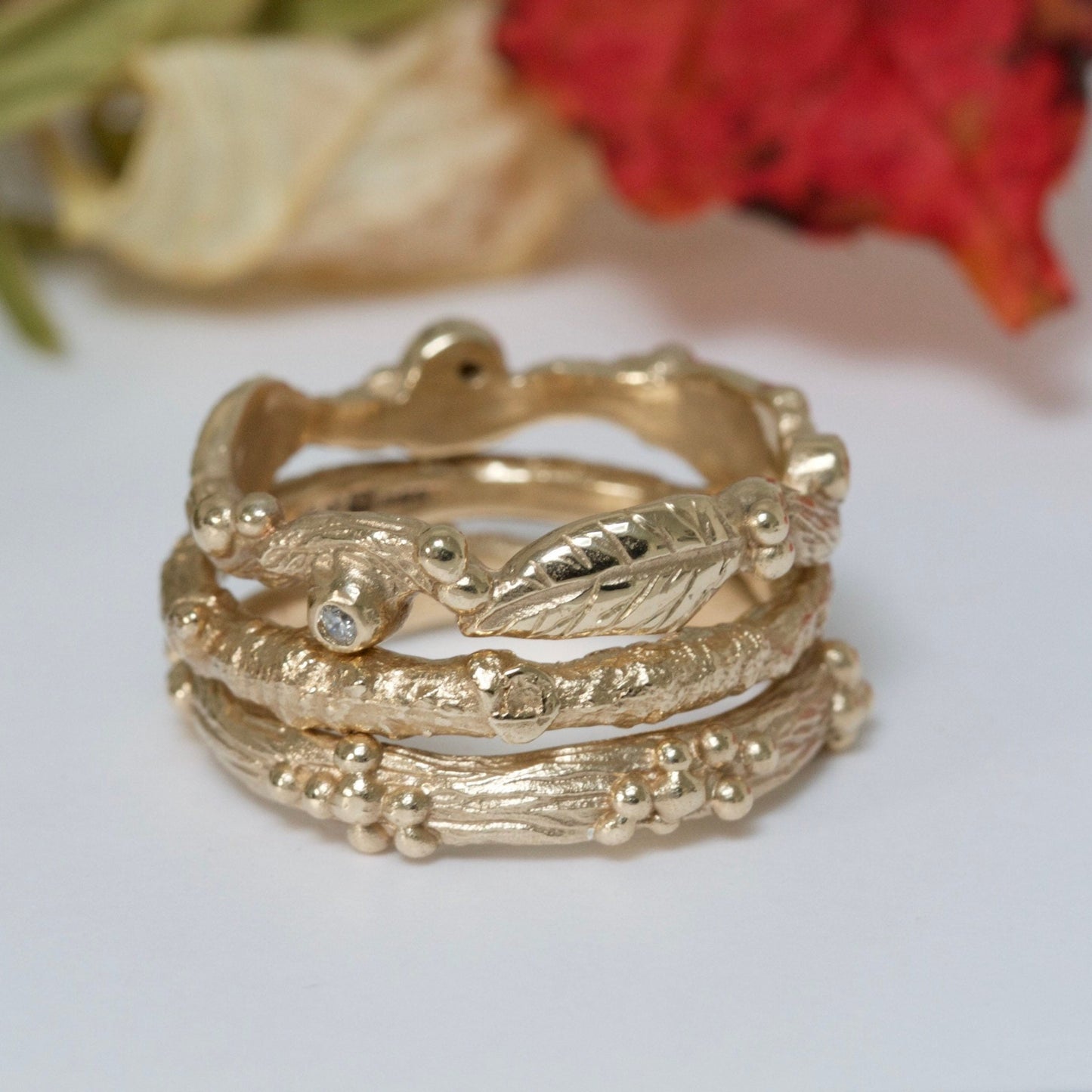 Diamond Wood Nymph Leaf Ring