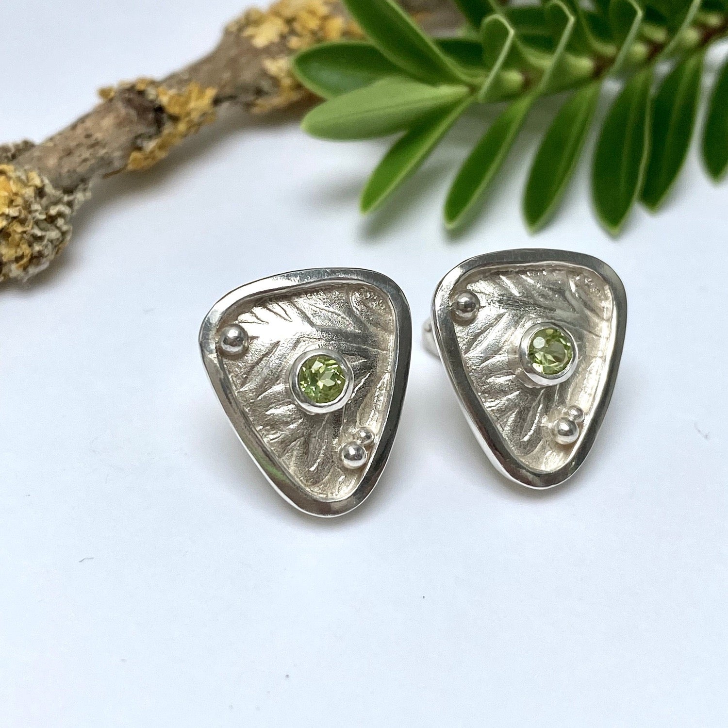 silver triangle earrings