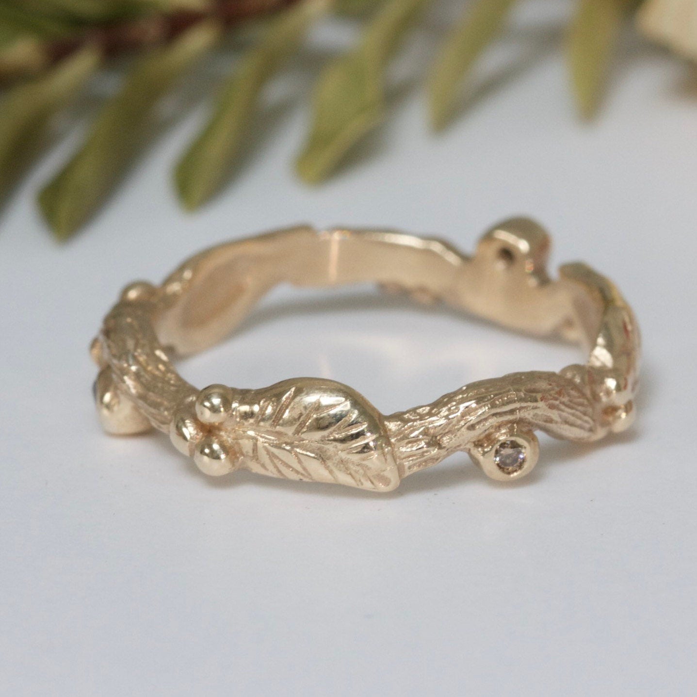 Diamond Wood Nymph Leaf Ring