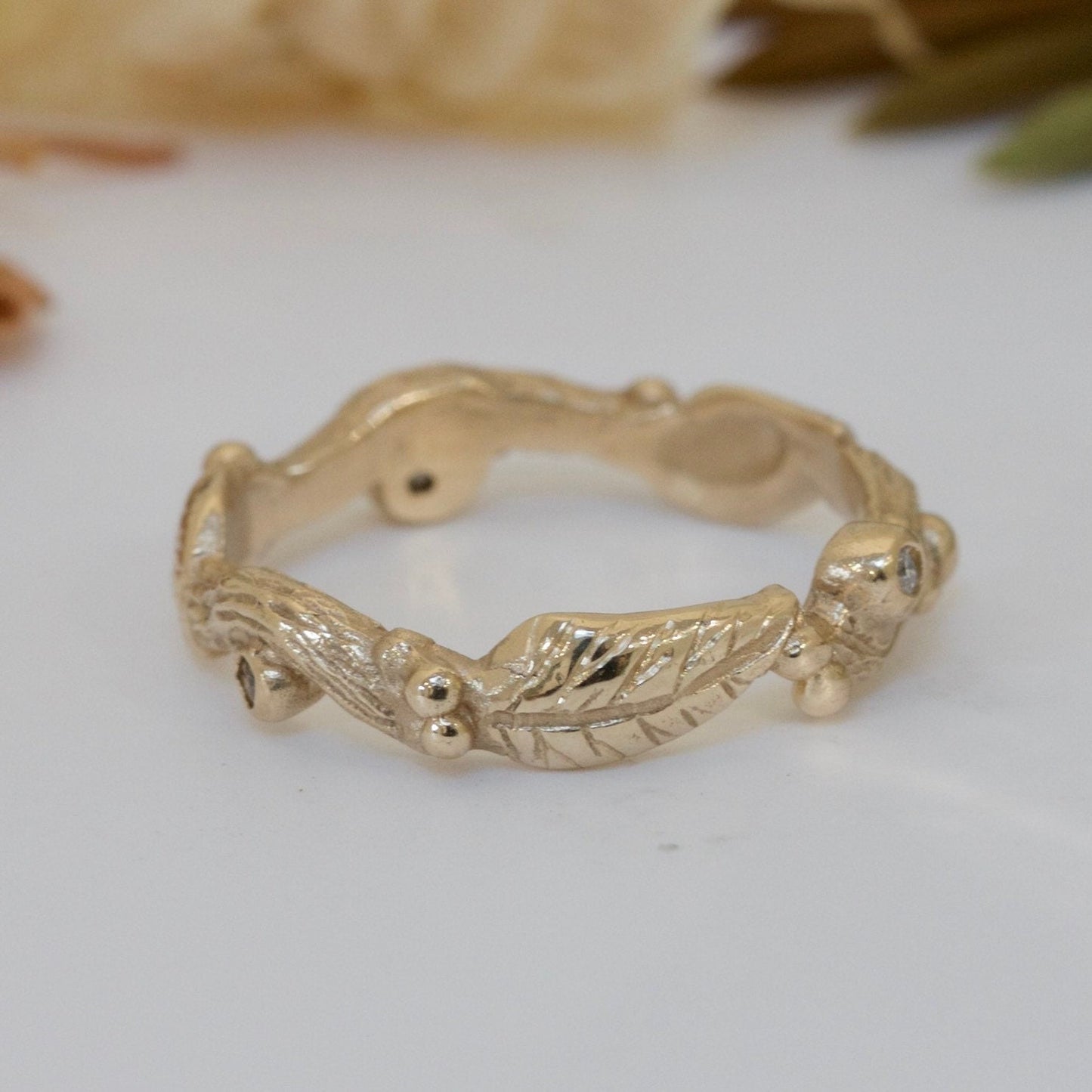 Diamond Wood Nymph Leaf Ring