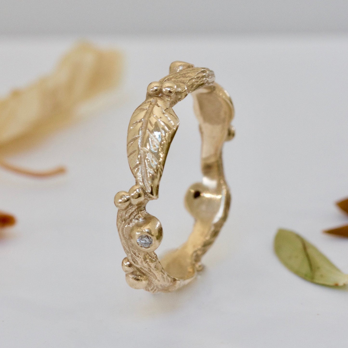 Diamond Wood Nymph Leaf Ring