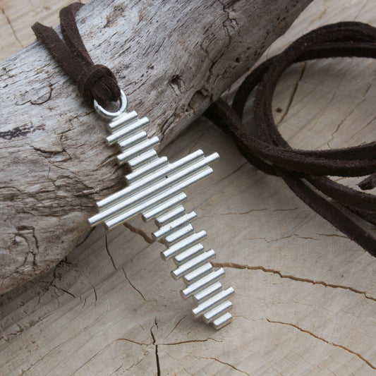 Large Silver Cross Necklace- Crucifix-Crucifix Necklace-statement necklace