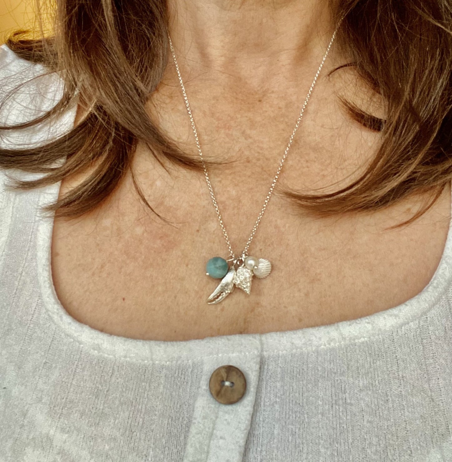Beachcomber Silver Shell Cluster Necklace