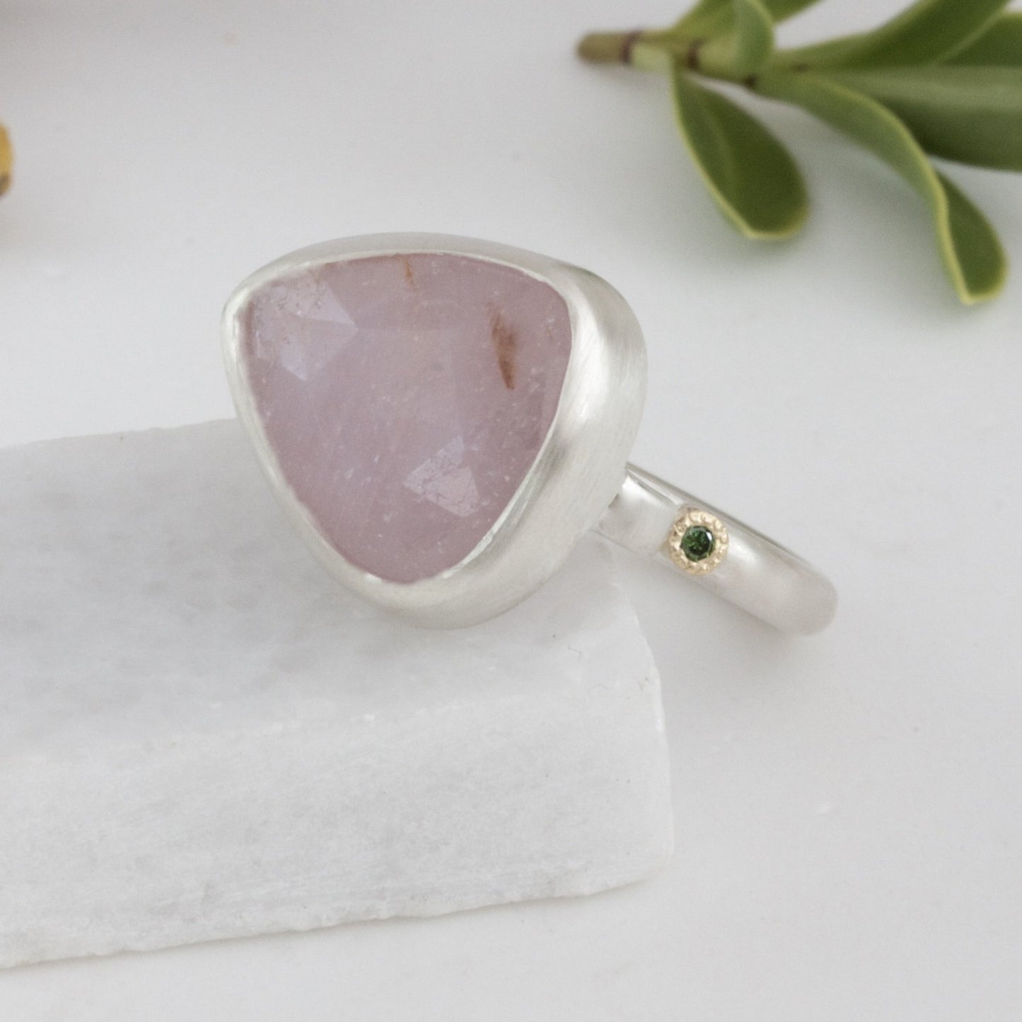 Pastel Pink Rose Cut Sapphire Ring