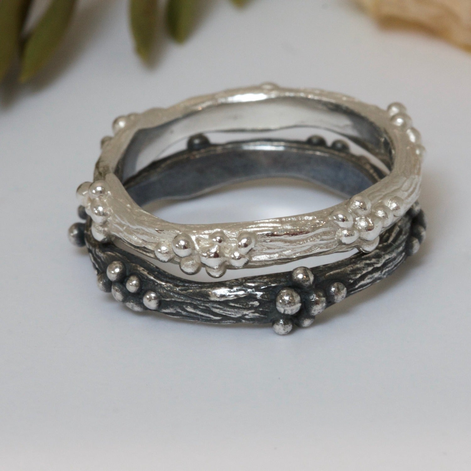 organic silver stacking rings