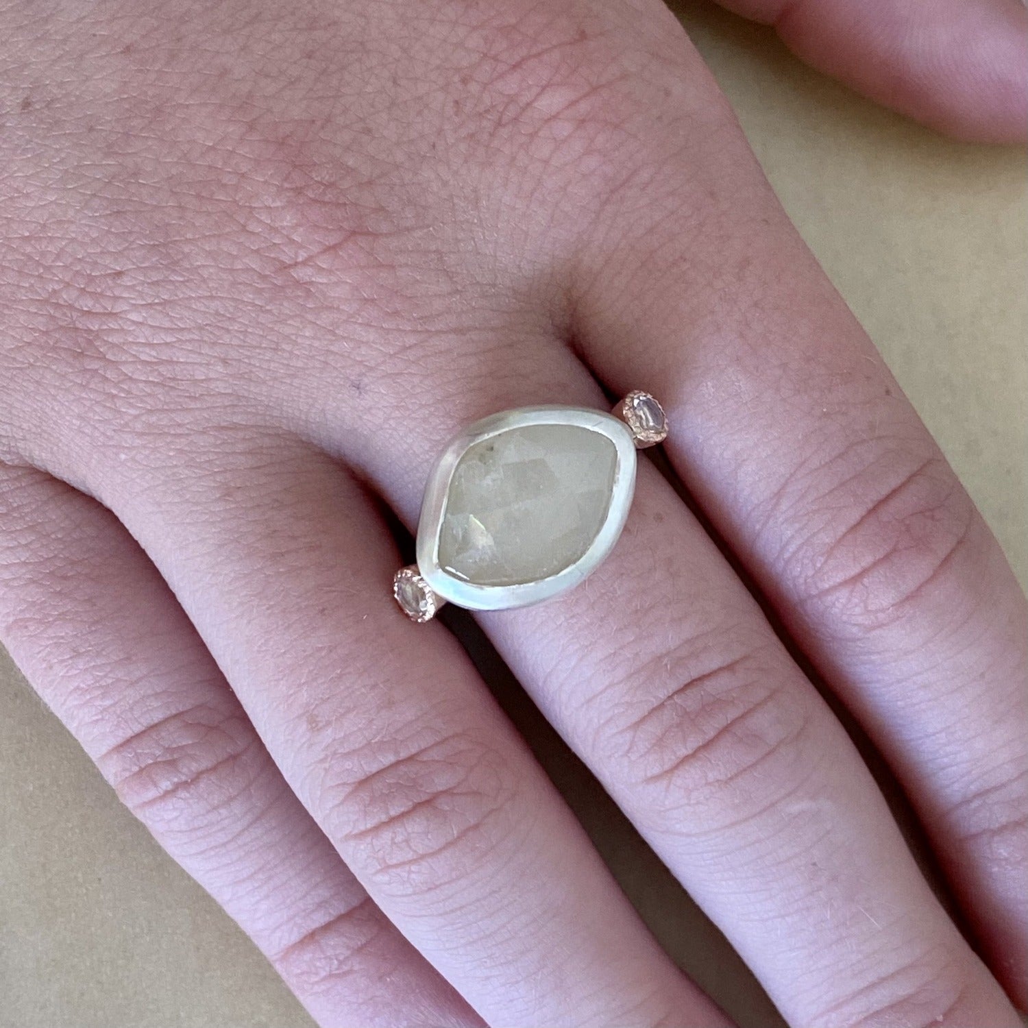 Freeform green sapphire ring