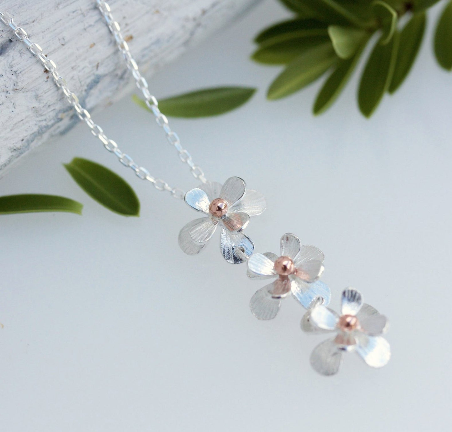 Silver and Rose Gold Daisy Chain Necklace