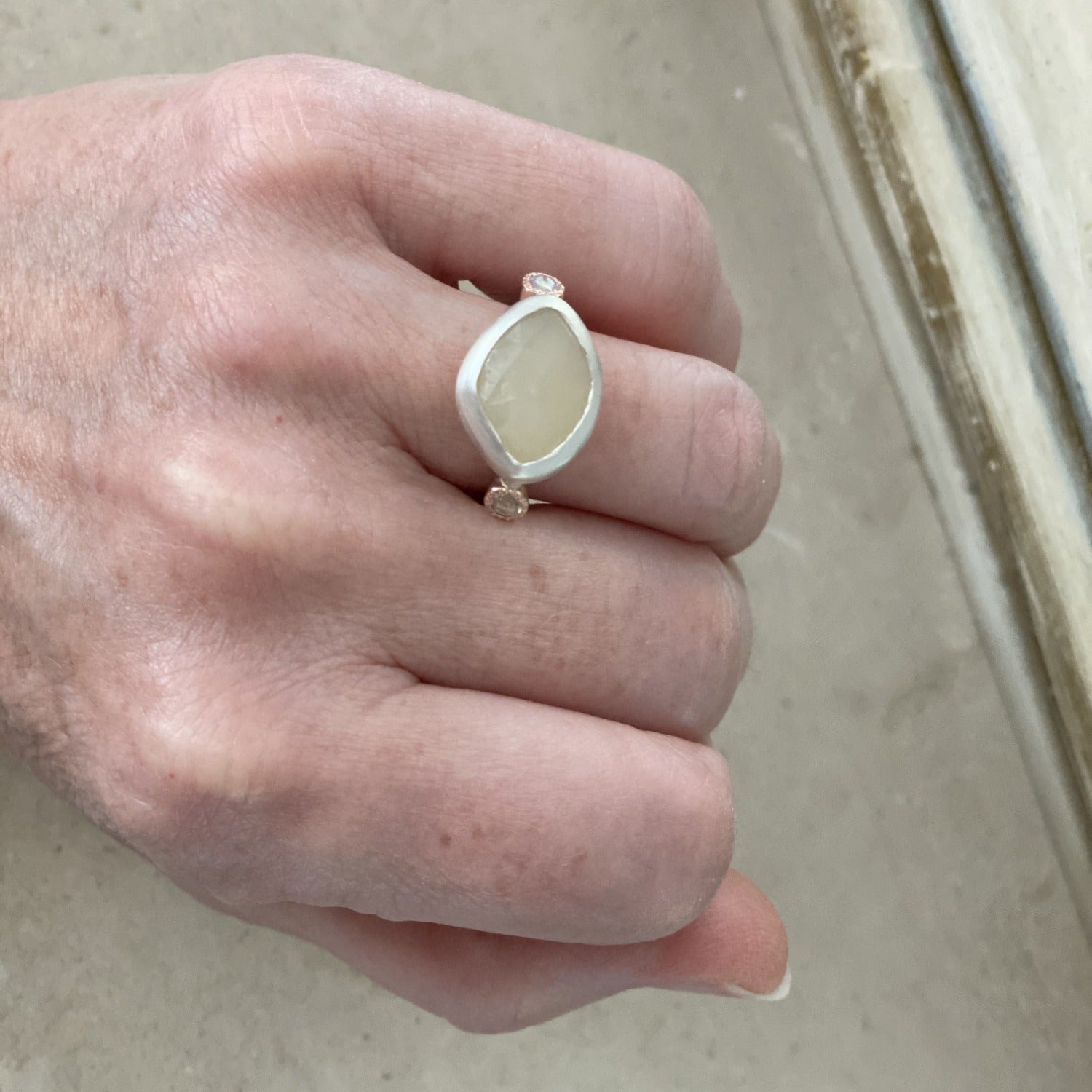 Chartreuse Rose Cut Sapphire Ring