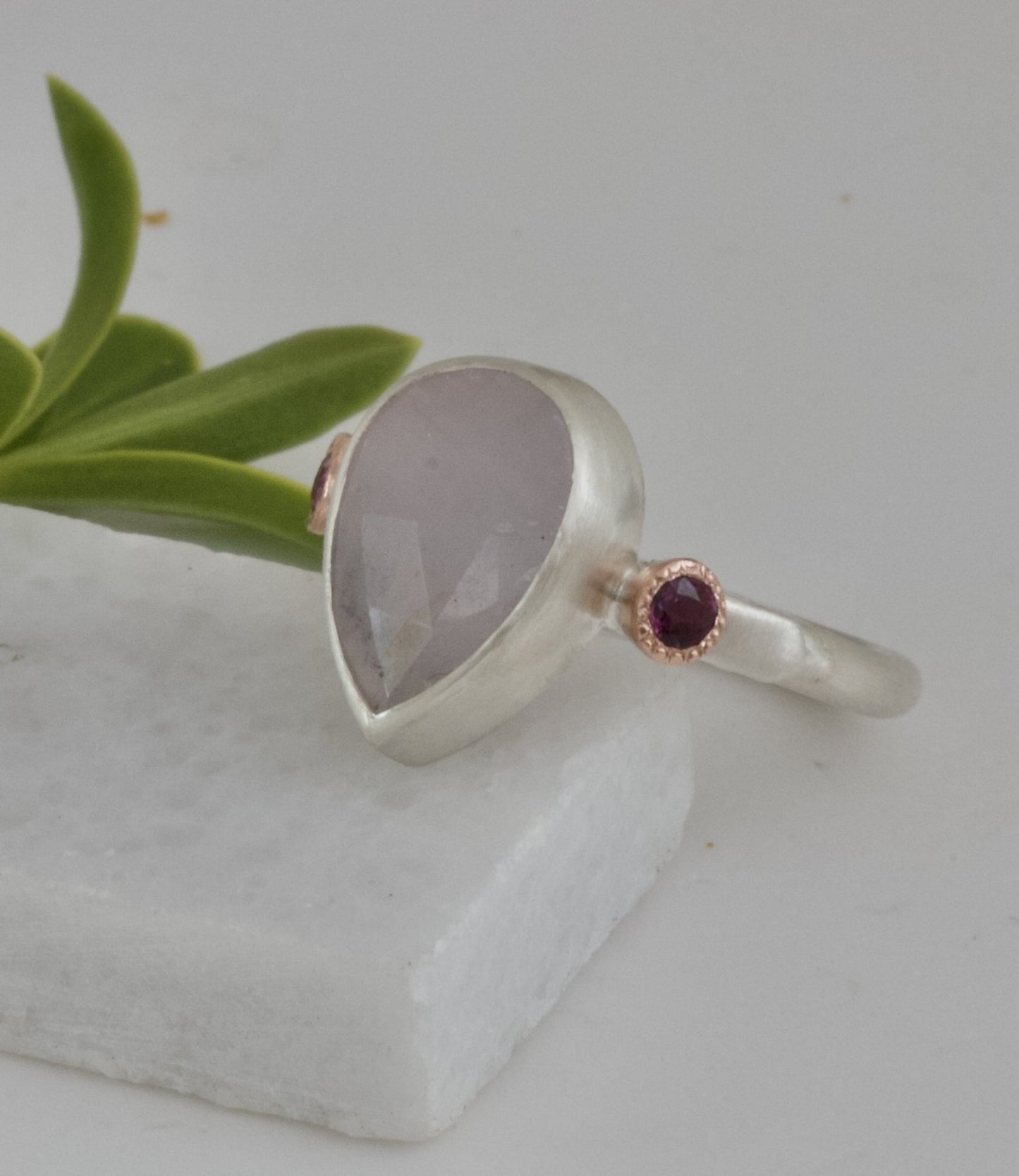 Lilac Grey Sapphire and Ruby Statement Ring
