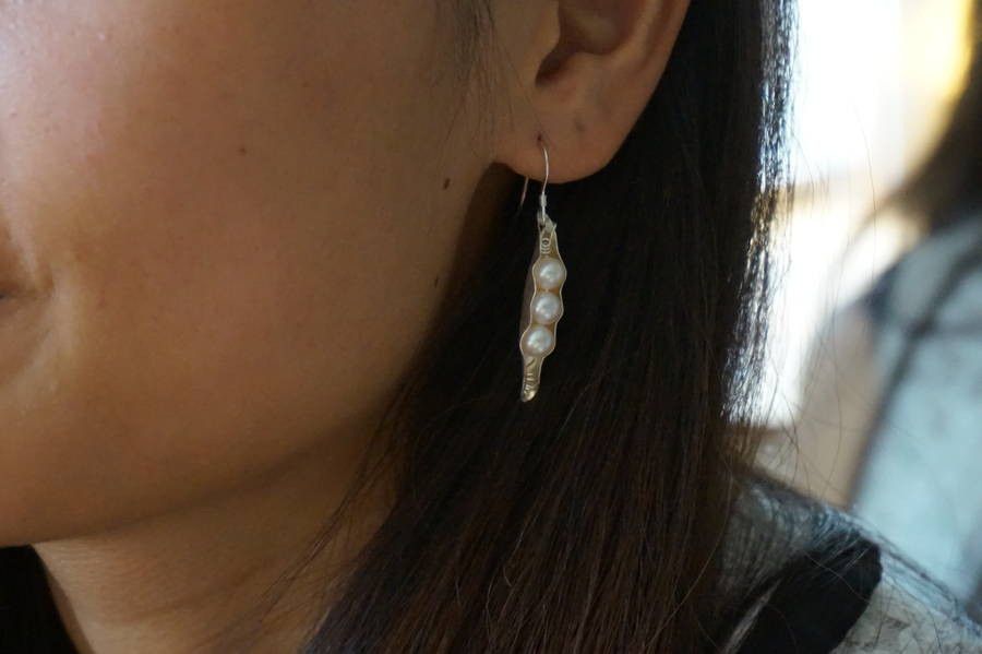 Silver Pearl Pod Earrings