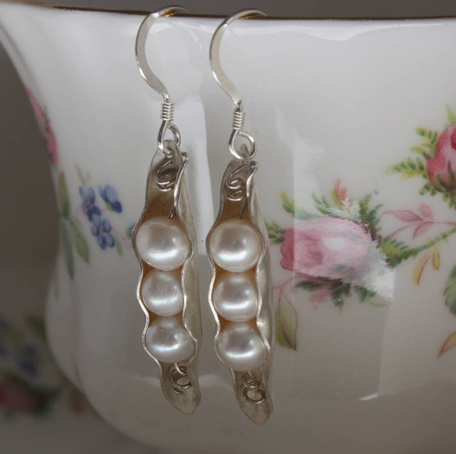 Silver Pearl Pod Earrings